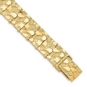 10k Yellow Gold Authentic Fine Jewelry 15.0mm NUGGET Bracelet